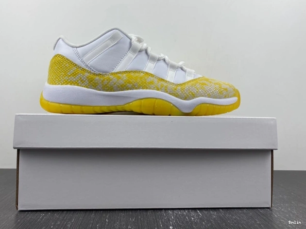 Bmlin Shoes WMNS Yellow Air Jordan 11 AH7860-107 Low Snakeskin 0825